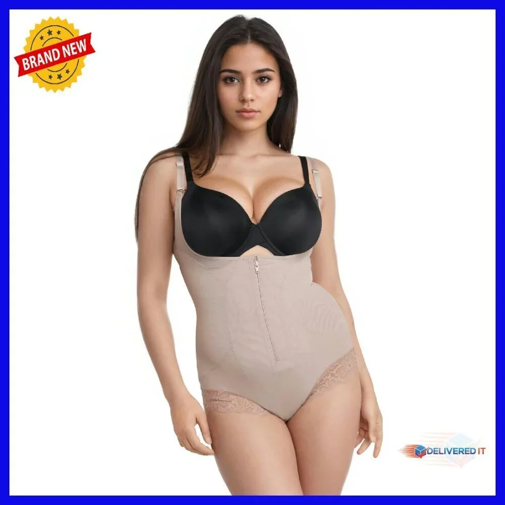 Women's Shapewear Bodysuit Tummy Control Open Bust Lace Power Mesh